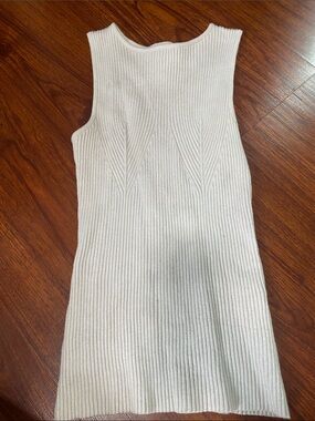 Sleeveless Ribbed Knit Midi Dress - White